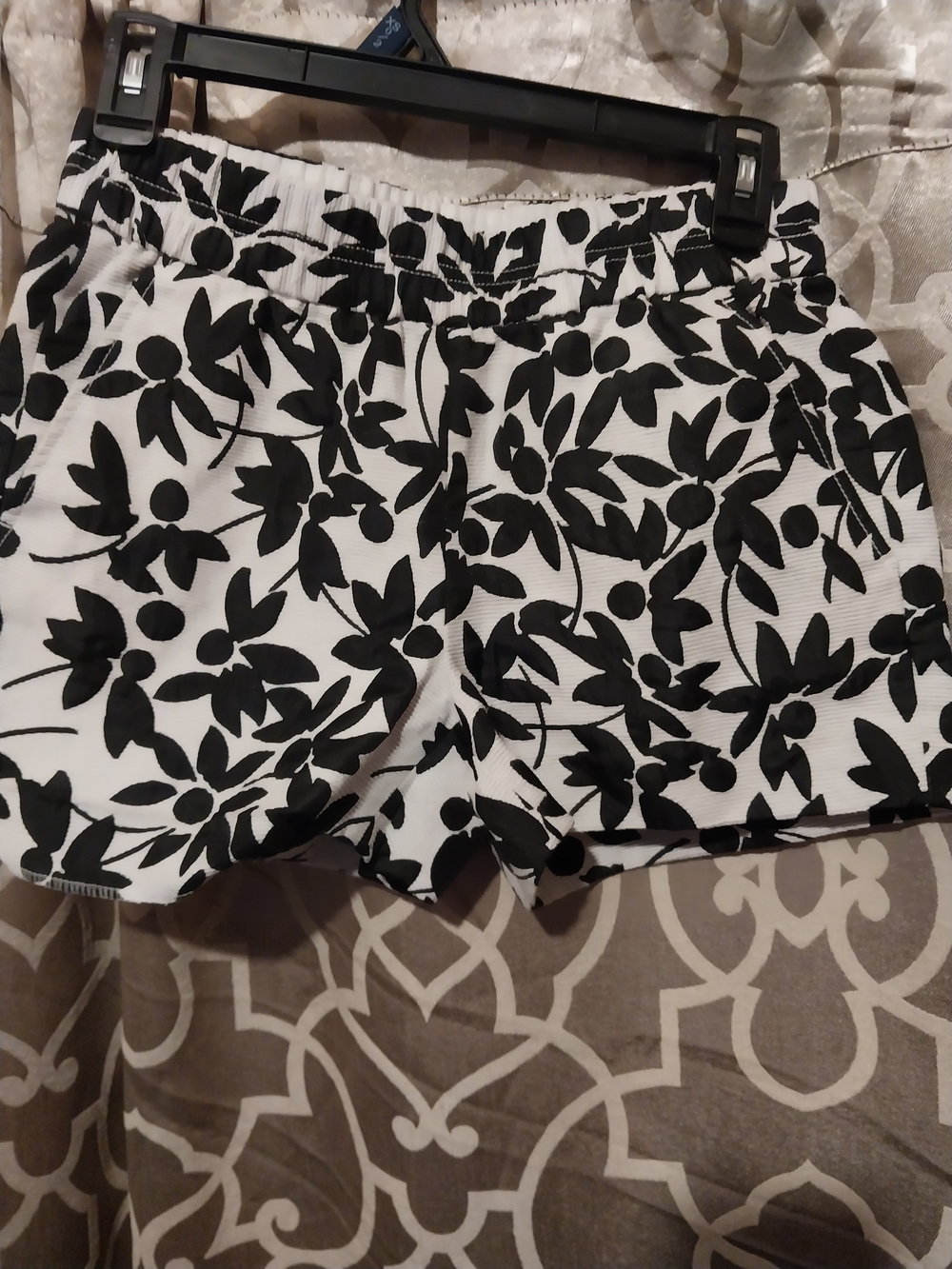 J. Crew Black and White Floral Athletic Shorts